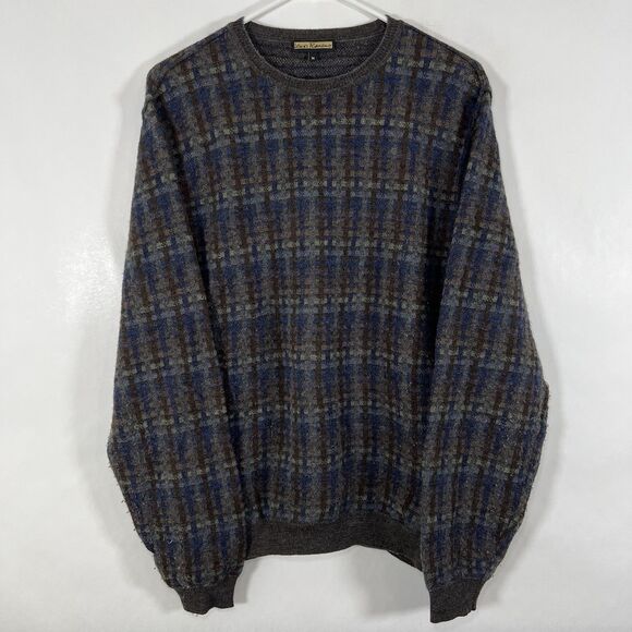 Lenor Romano 100% Merino Wool Crewneck Sweater Mens Size Medium Geometric Knit - Picture 1 of 10